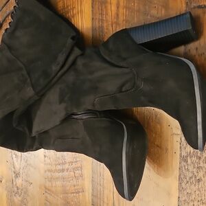 X2B Black Baina-4 Tall Suede Black  Boots